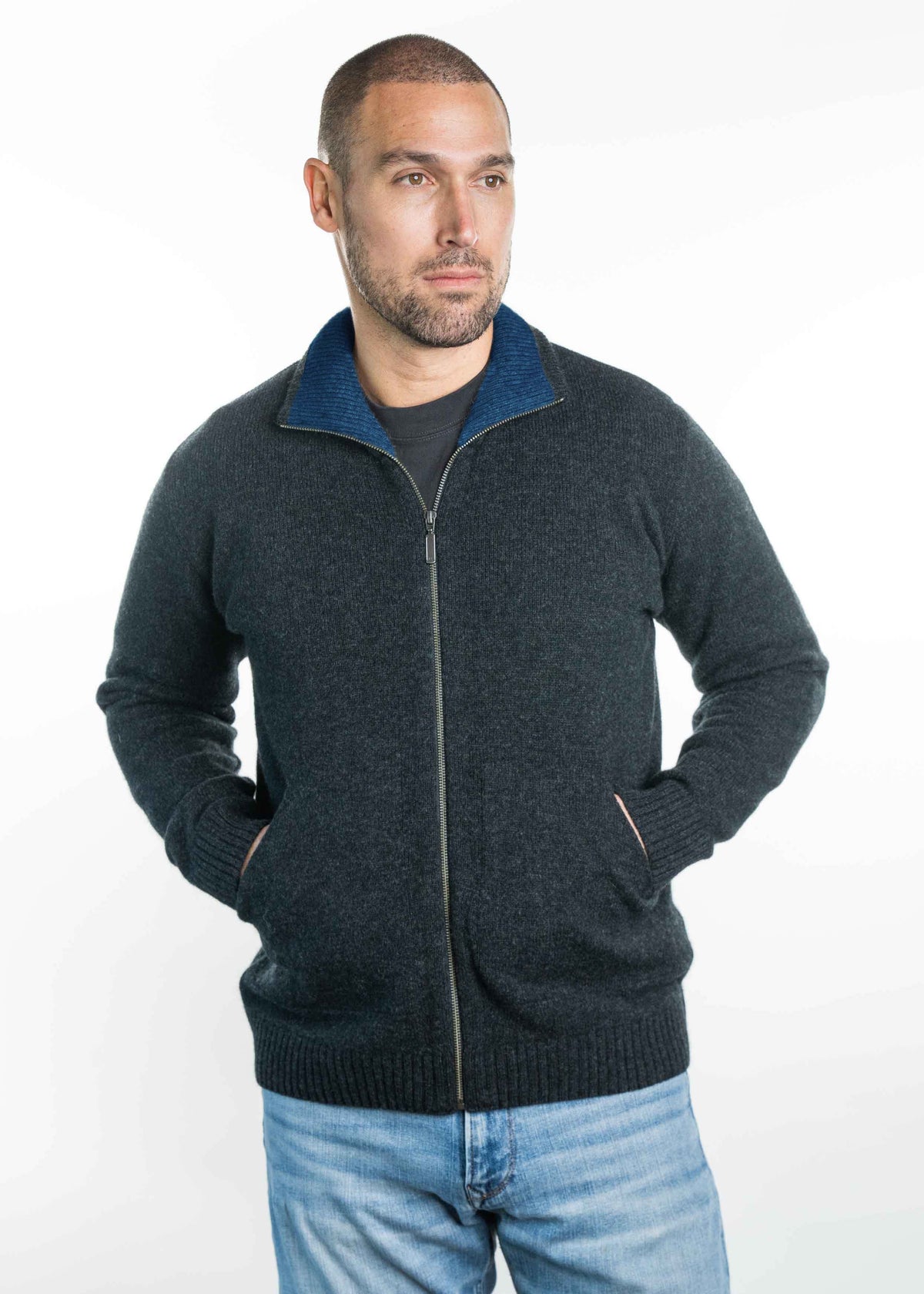 Zip Up Possum Merino Jacket with Pockets