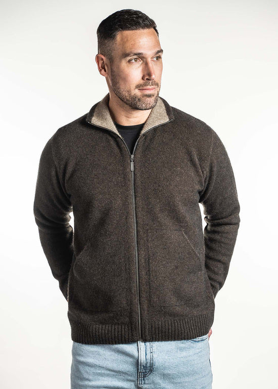 Zip Up Possum Merino Jacket with Pockets Main image