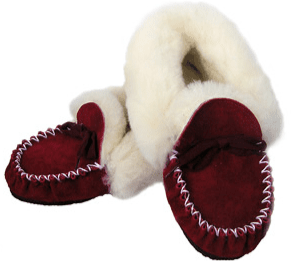 Suede Leather Val Moccasins - Ruby - Tolley Footwear