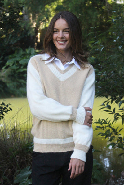 Varsity Alpaca Sweater - Honey