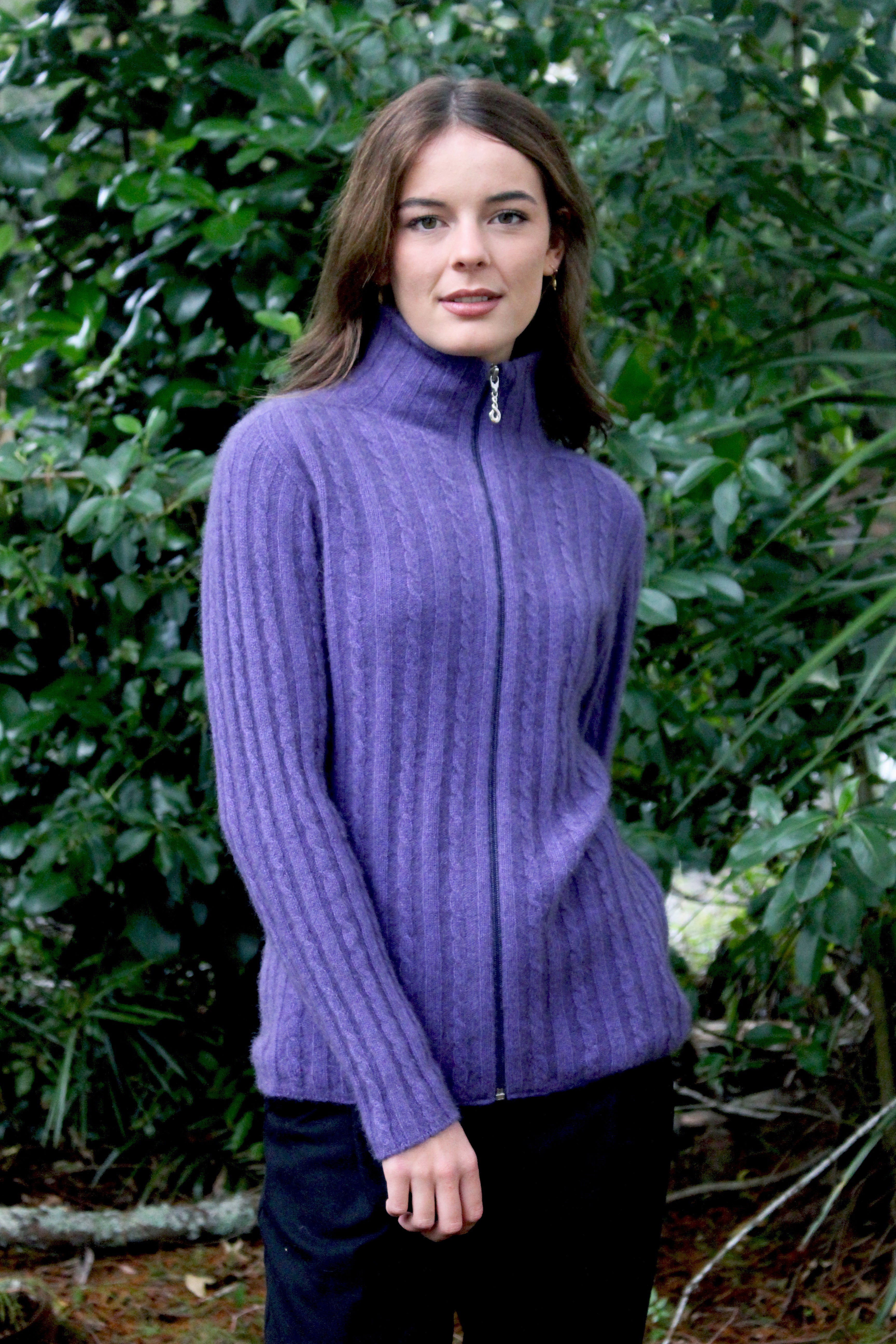 Rib Knit Possum Merino Cable Jacket Main image