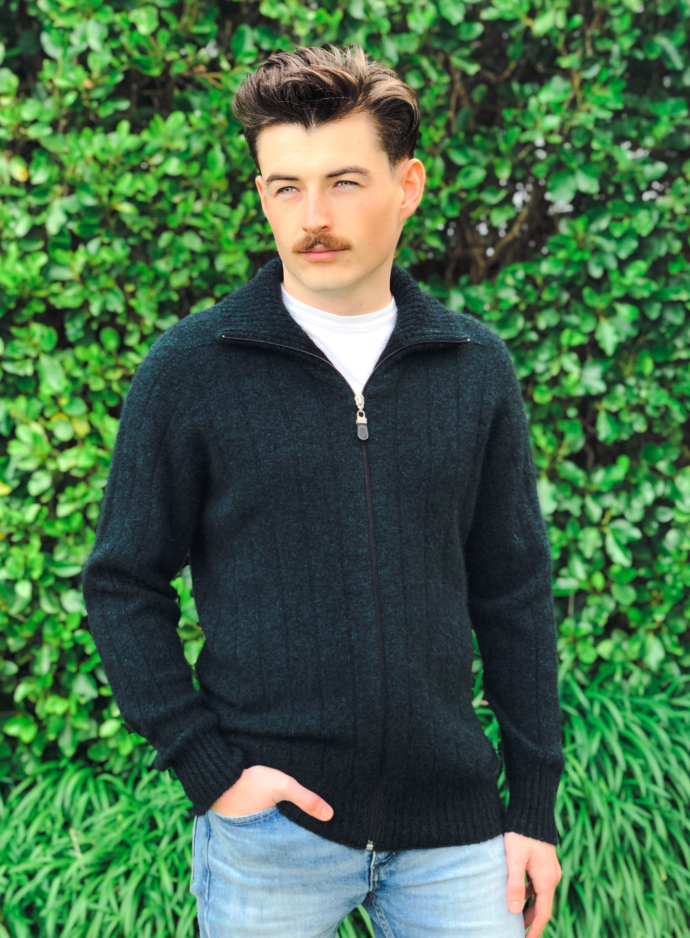Full Zip Possum Merino Mens Jacket Main image