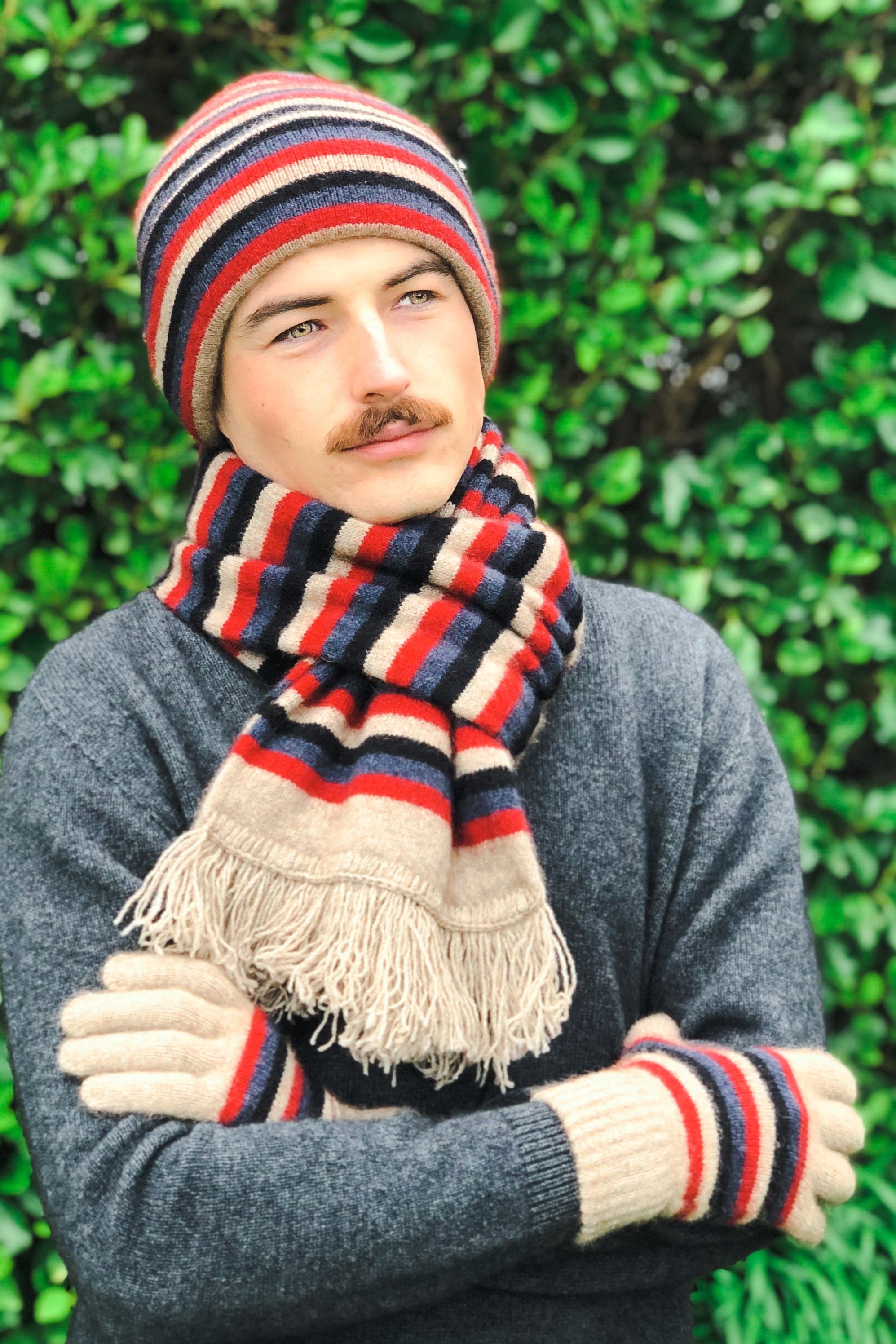 Multi Striped Possum Merino Glove
