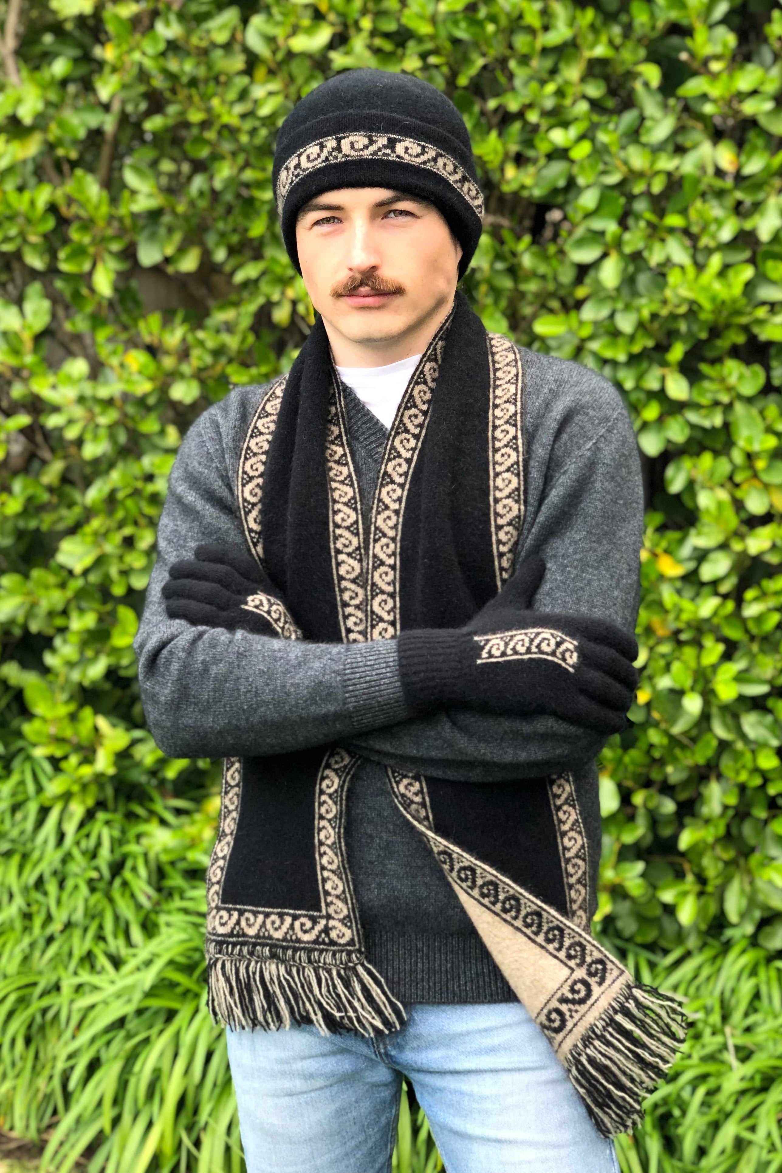 Koru Motif Possum Merino Scarf