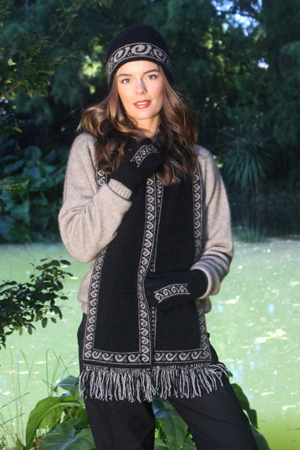 Koru Motif Possum Merino Scarf