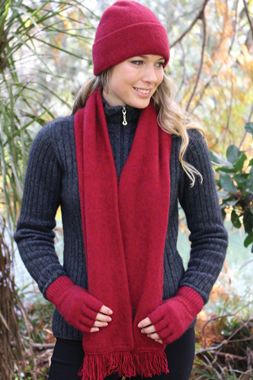 Ribbed Cuff Fingerless Possum Merino Gloves