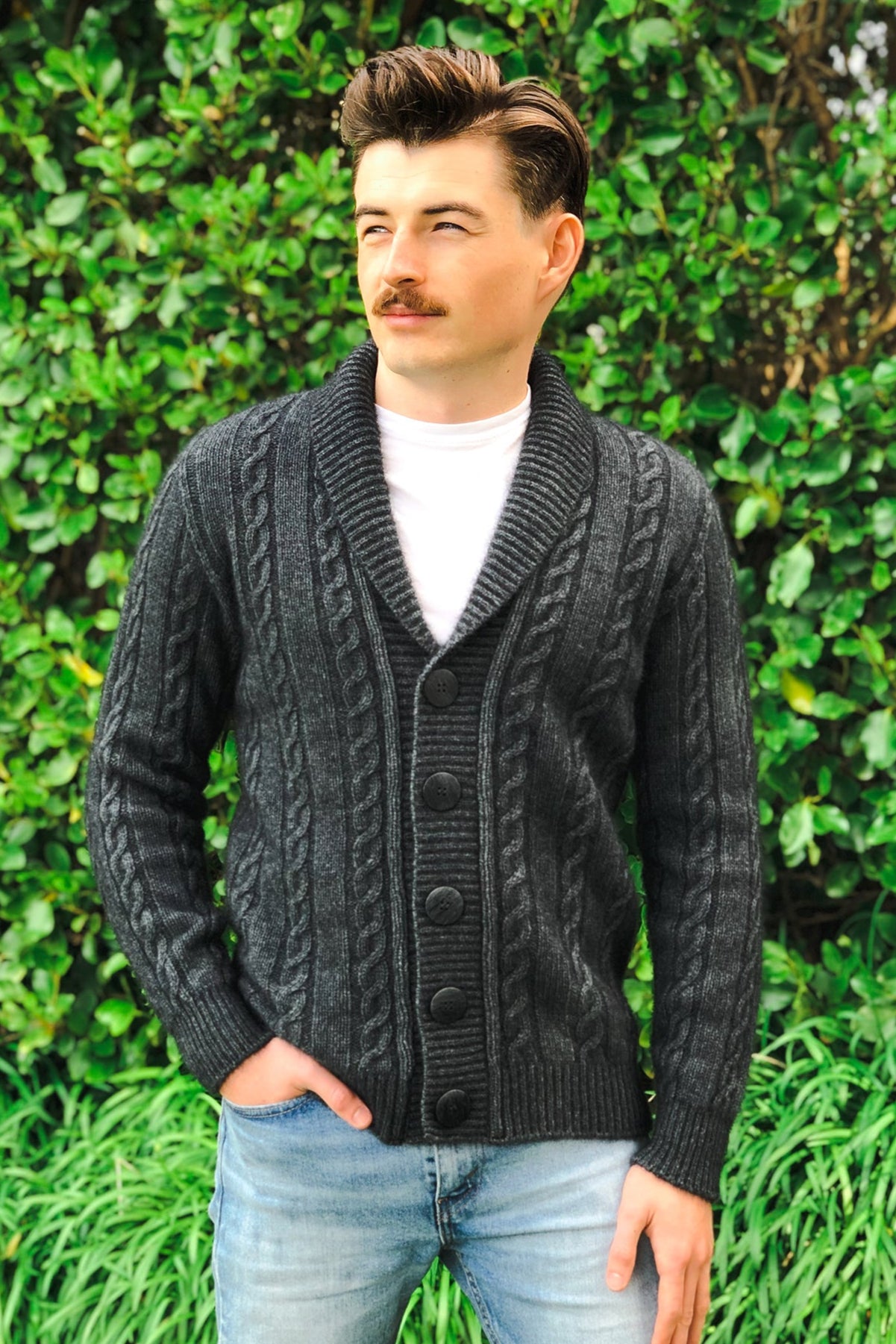 Cable Button Possum Merino Jacket Main image