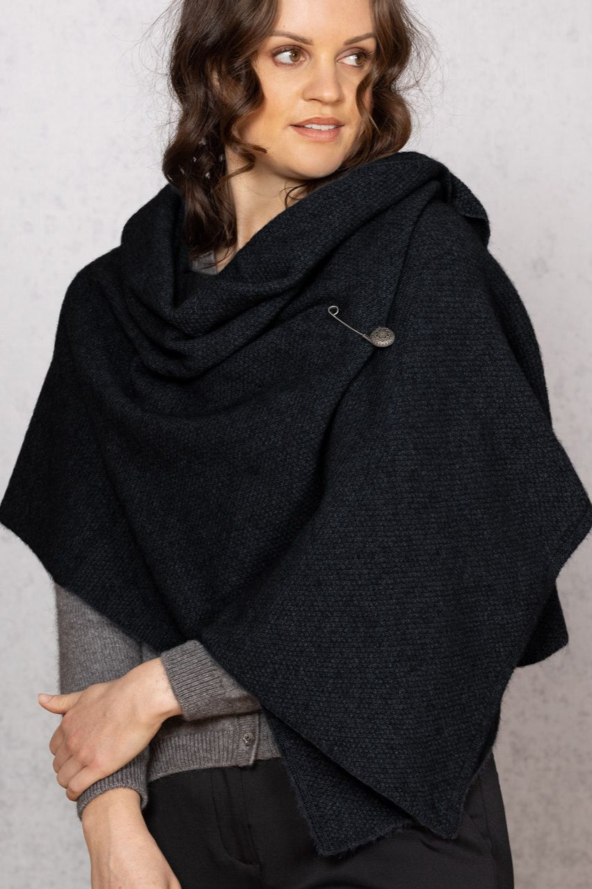 Moss Stitch Possum Merino Shawl