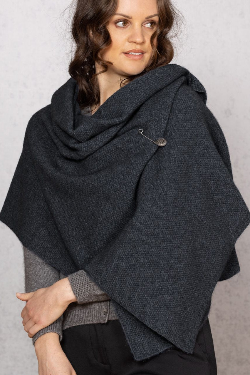 Moss Stitch Possum Merino Shawl