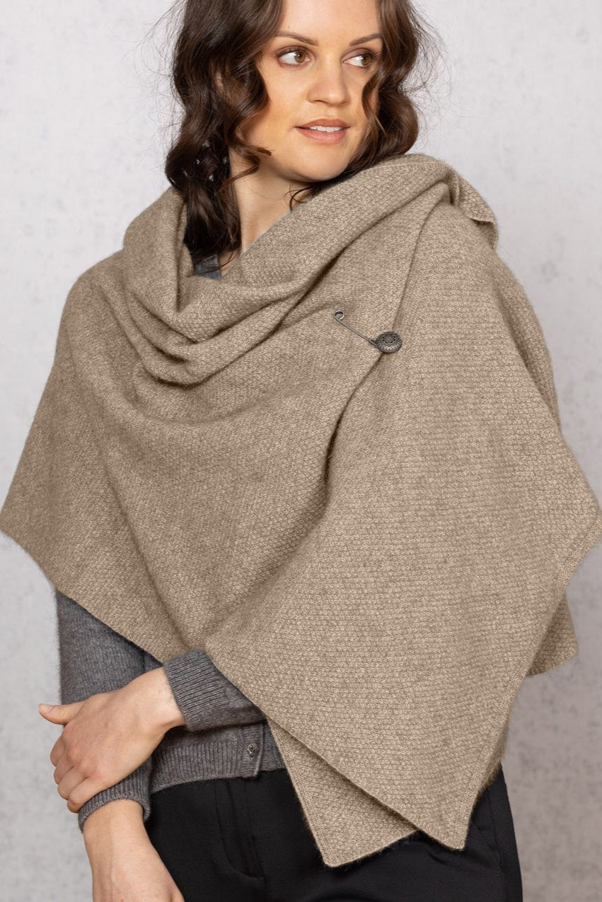 Moss Stitch Possum Merino Shawl
