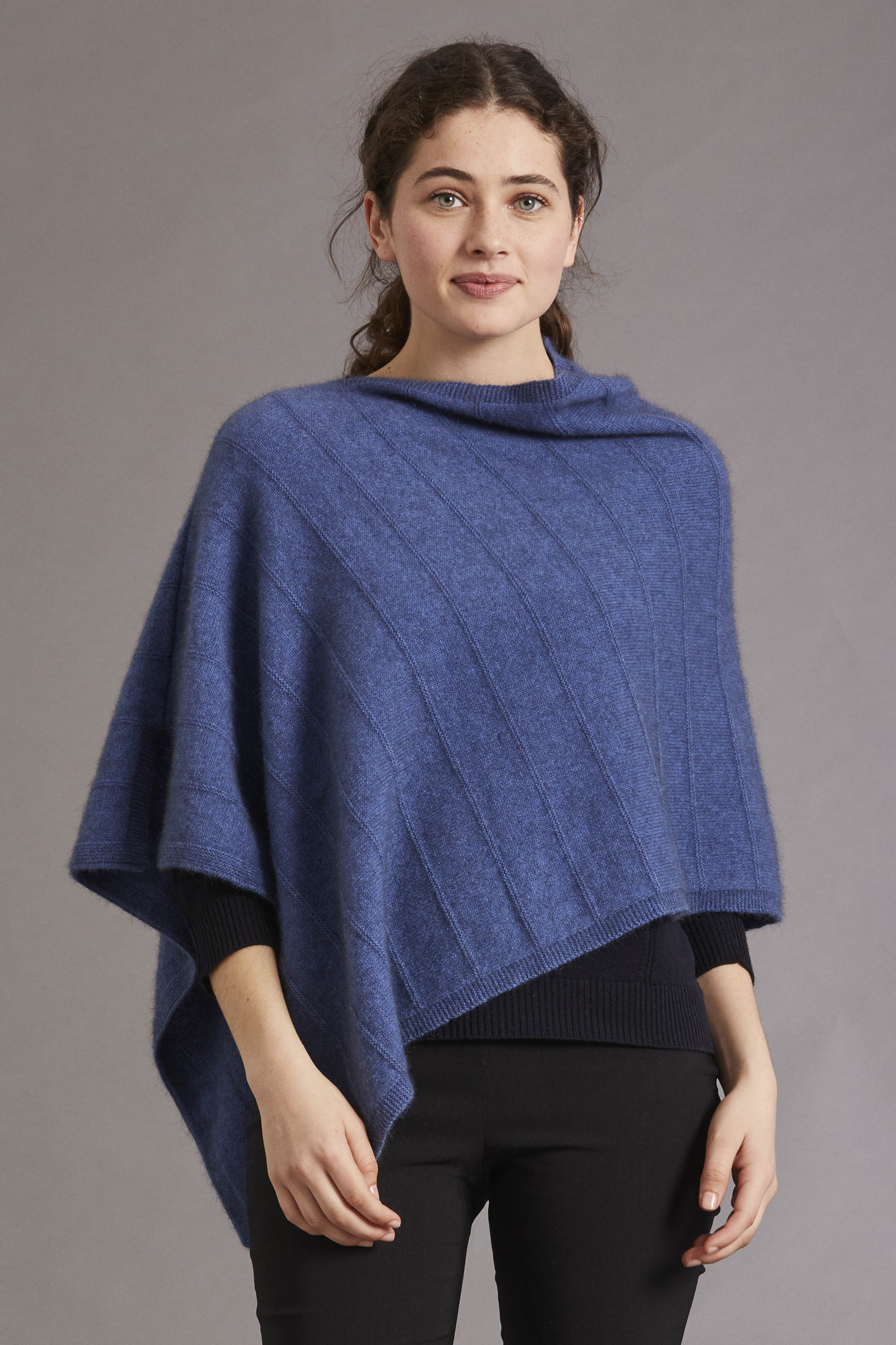 Garter Detail Possum Merino Poncho Main image
