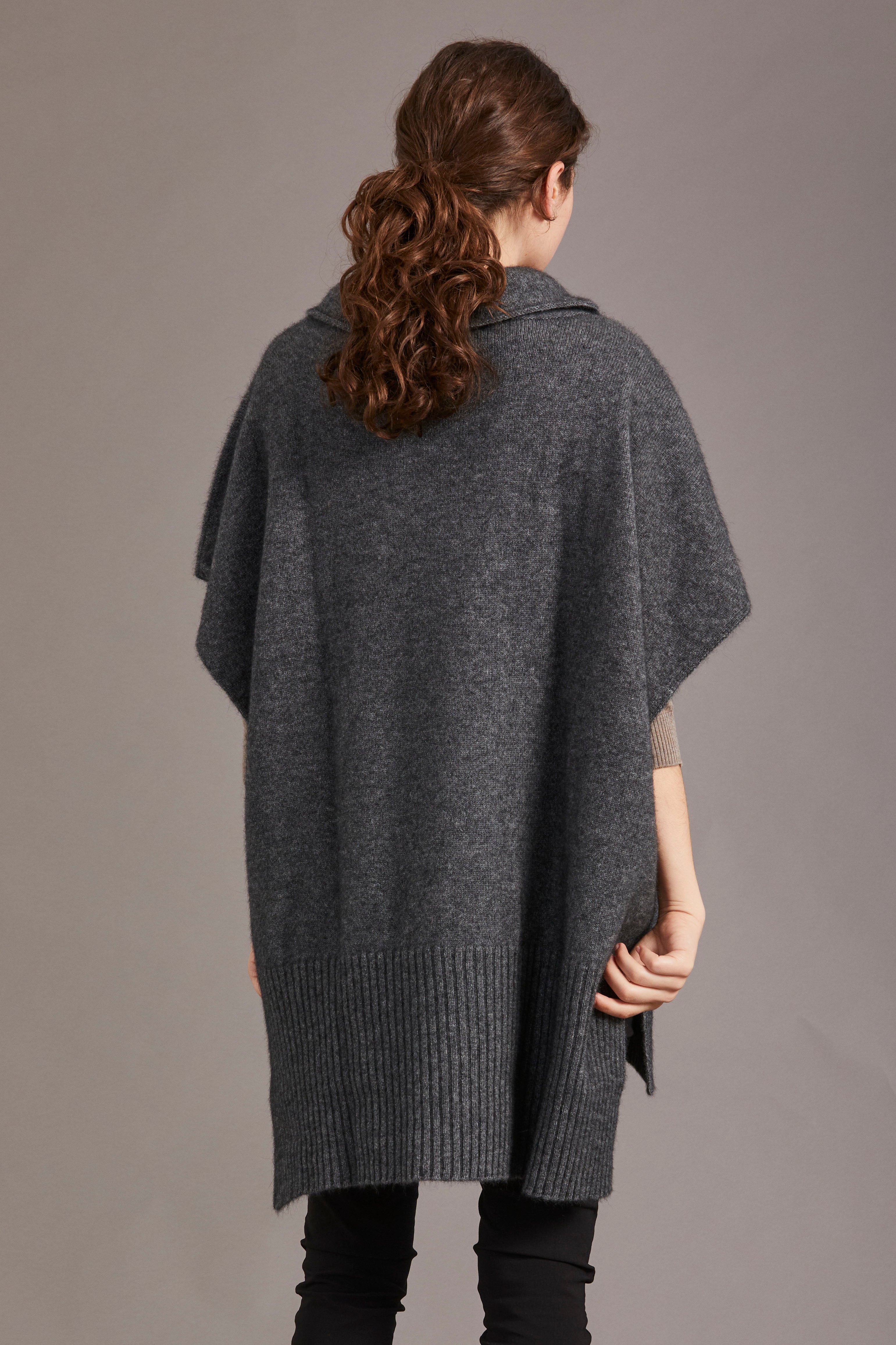 Step Hem Possum Merino Poncho Secondary image