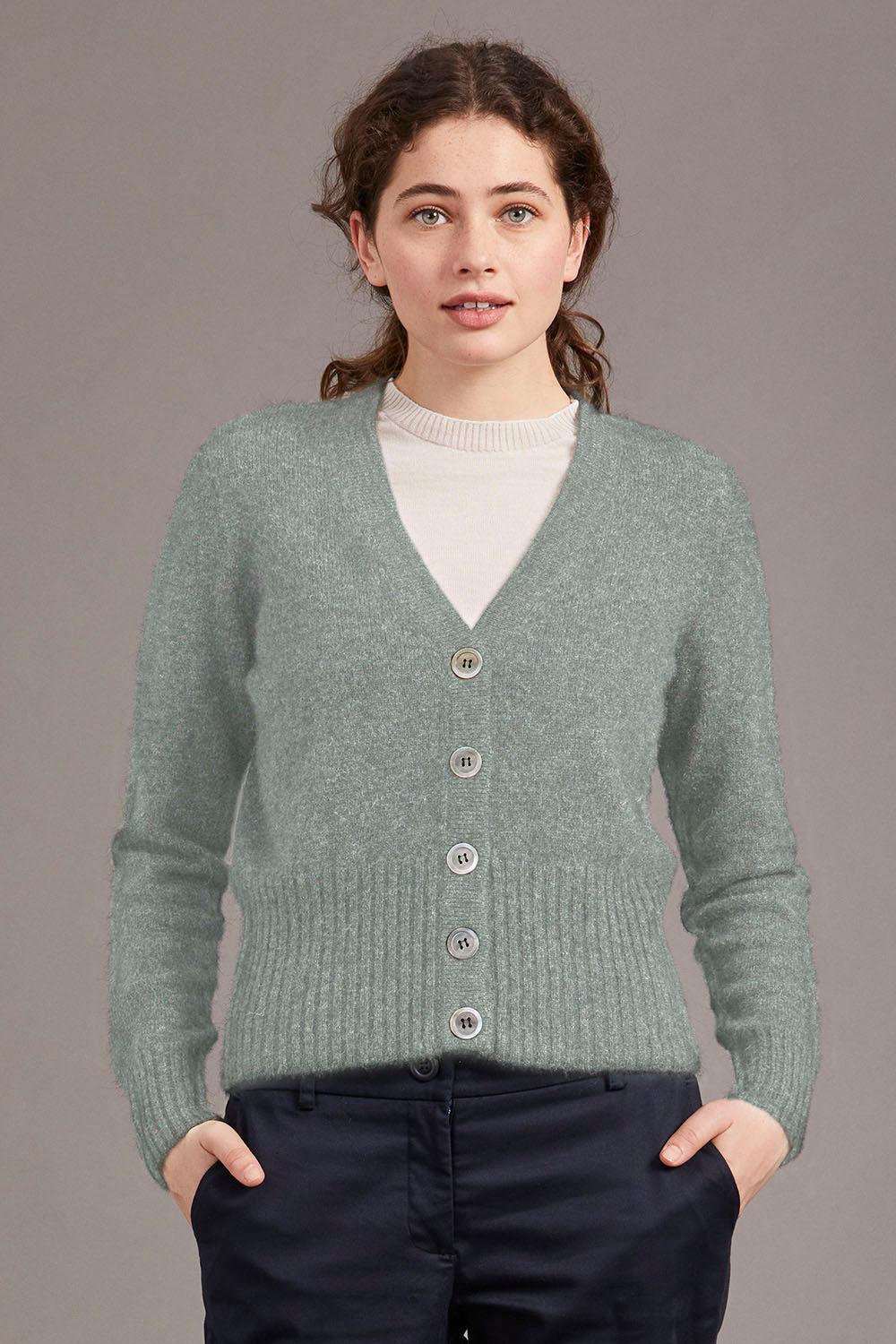 Rib Knit Possum Merino Cardigan Secondary image