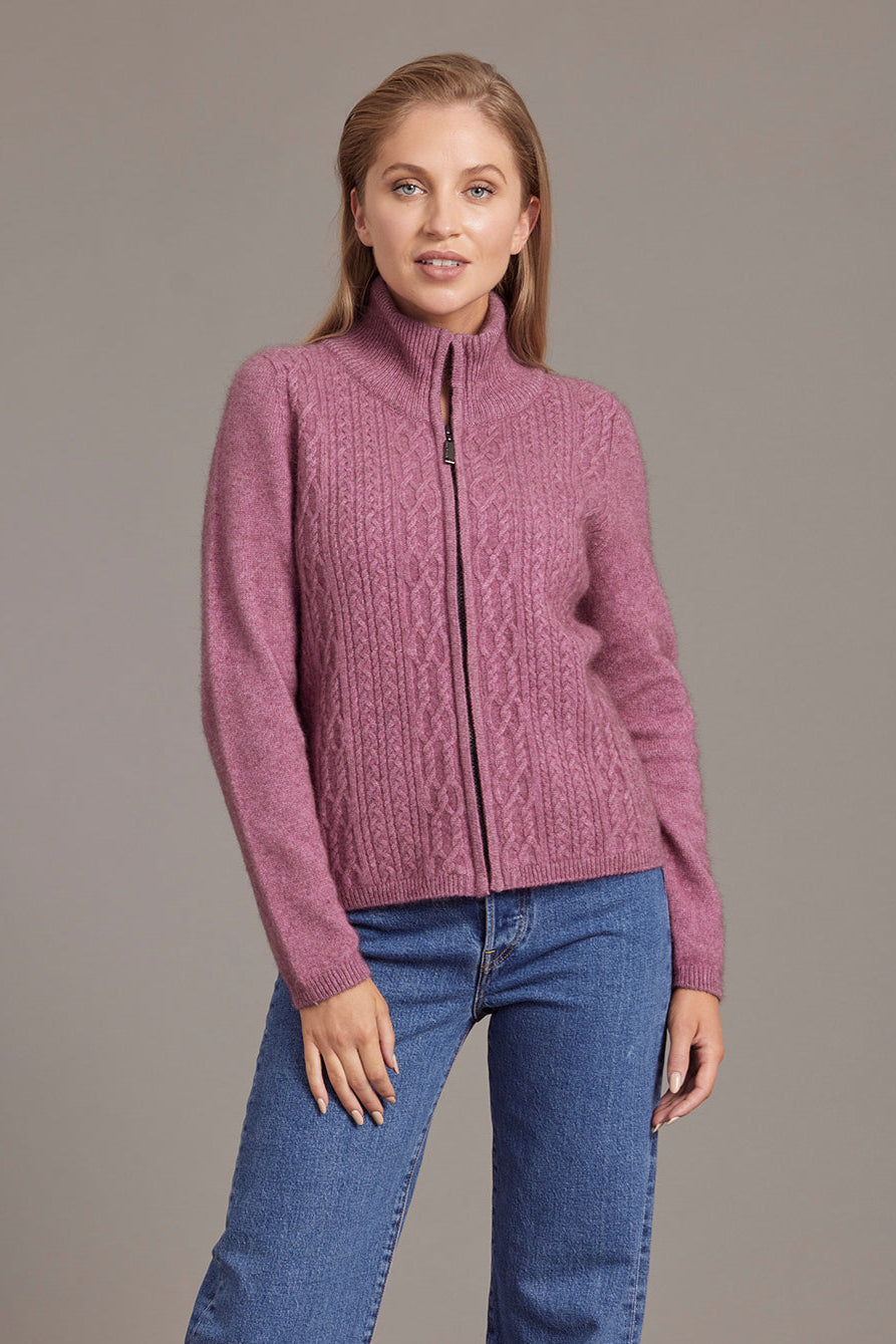 Cable Zip Possum Merino Jacket