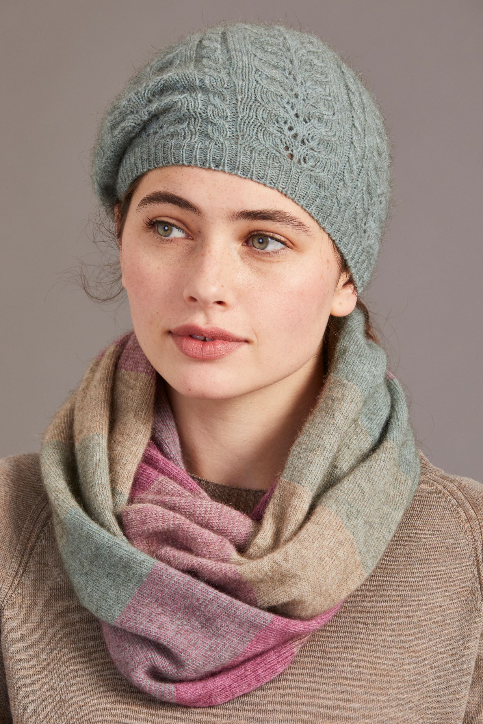 Cable Possum Merino Beret Secondary image