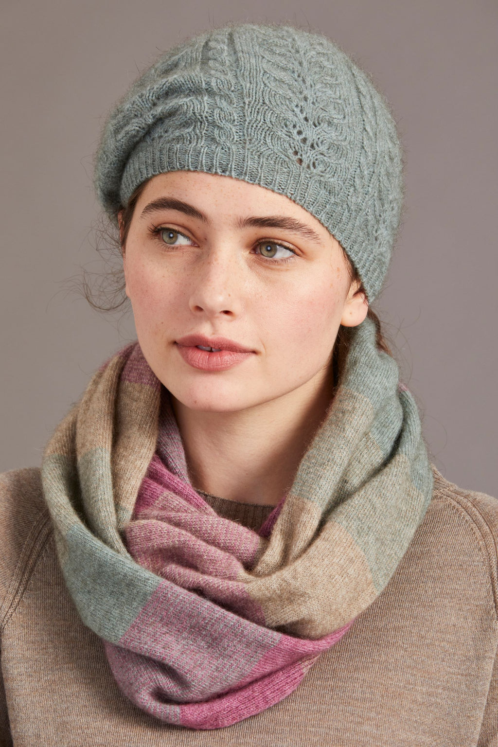 Cable Possum Merino Beret