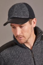 Contrast Leather Possum Merino Peak Cap