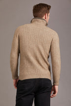 Cable Possum Merino Jersey With Contrast Trim