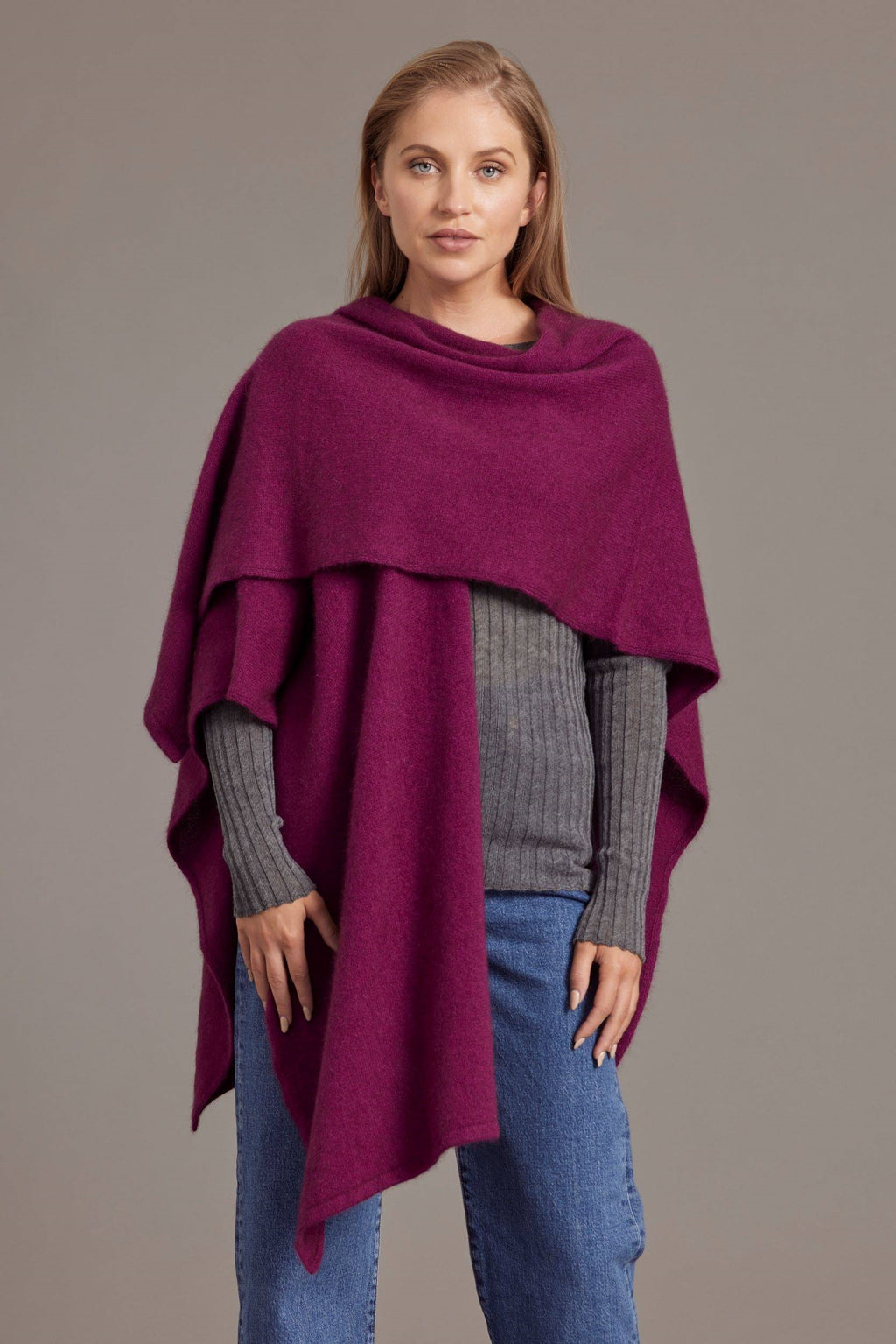 Split Front Possum Merino Wrap