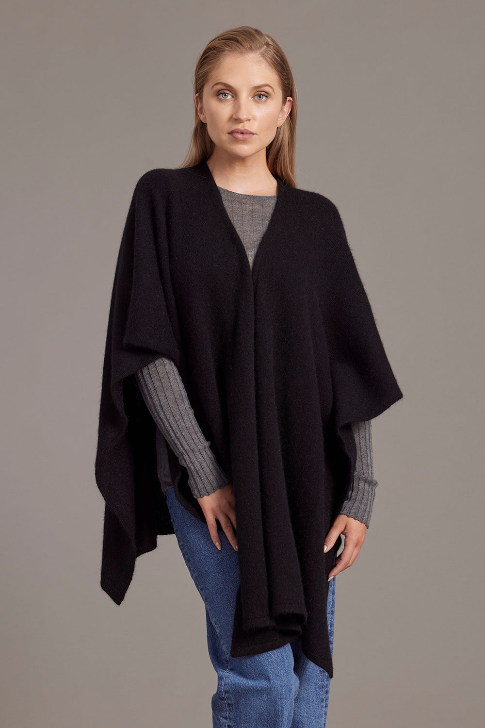 Split Front Possum Merino Wrap