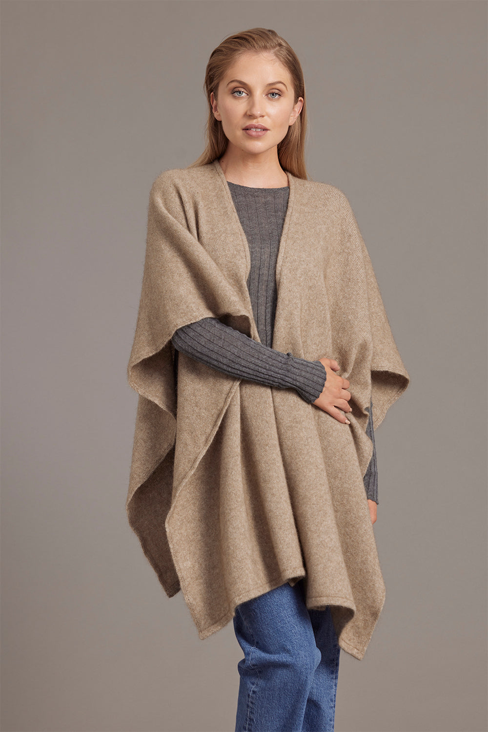 Split Front Possum Merino Wrap
