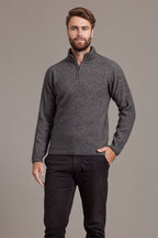 Short Zip Possum Merino Rib Sweater