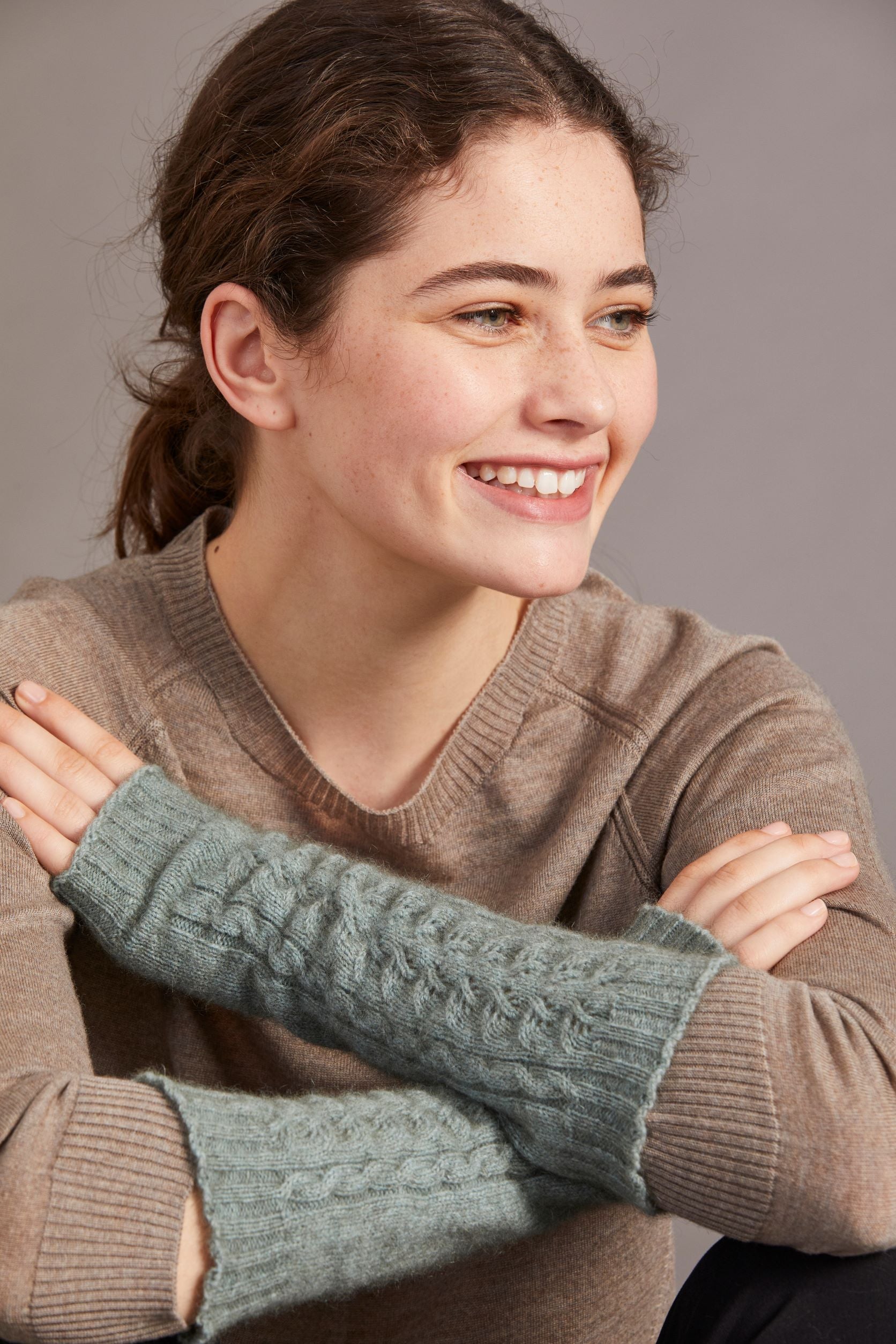 Fingerless Possum Merino Cable Glove Main image