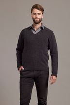 Rack Stitch Possum Merino V Neck Jersey