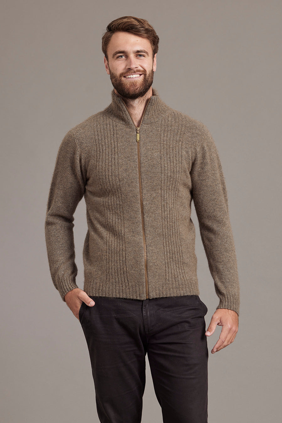 Rib Front Possum Merino Jacket Secondary image