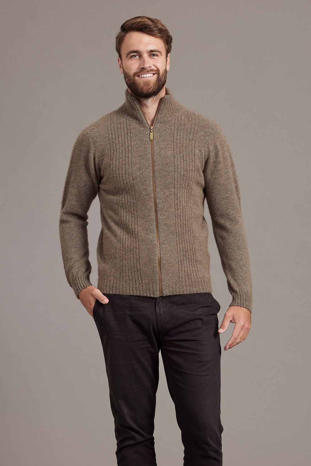 Rib Front Possum Merino Jacket Main image