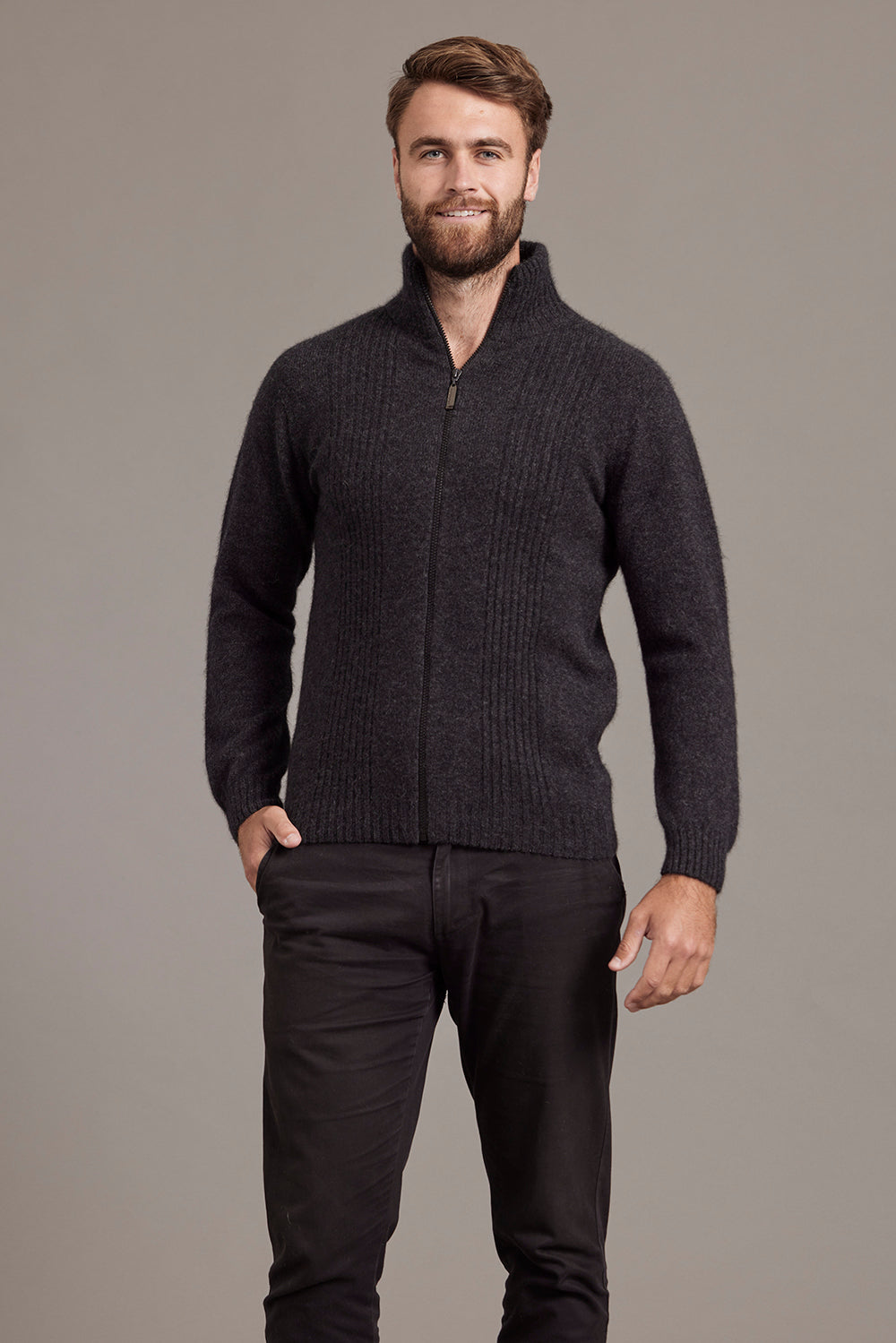 Rib Front Possum Merino Jacket Secondary image