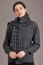 Check Possum Merino Scarf with Lambskin Trim