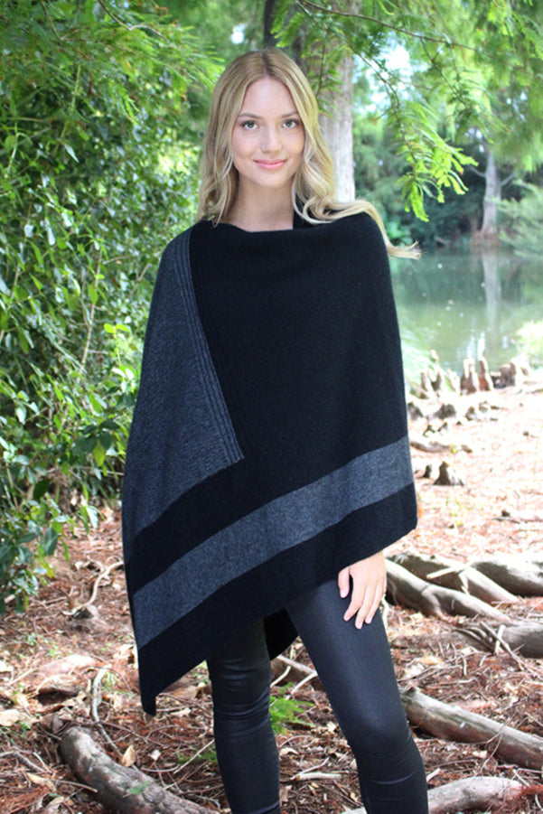 Asymmetrical Possum Merino Cosset Poncho