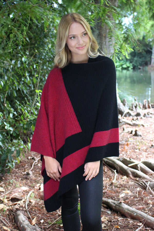 Asymmetrical Possum Merino Cosset Poncho