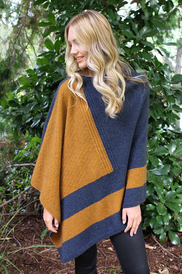 Asymmetrical Possum Merino Cosset Poncho Main image