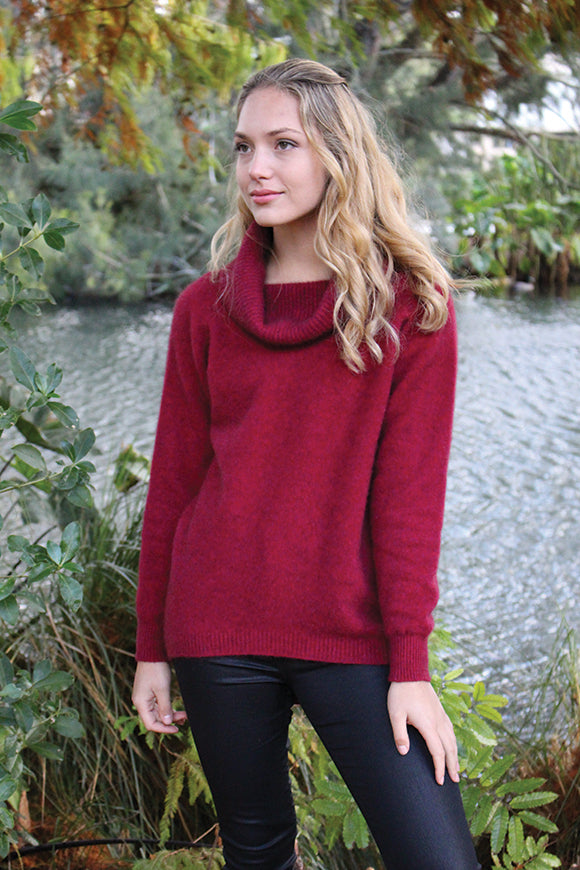 Curved Hem Possum Merino Cowl Neck Jumper Main image