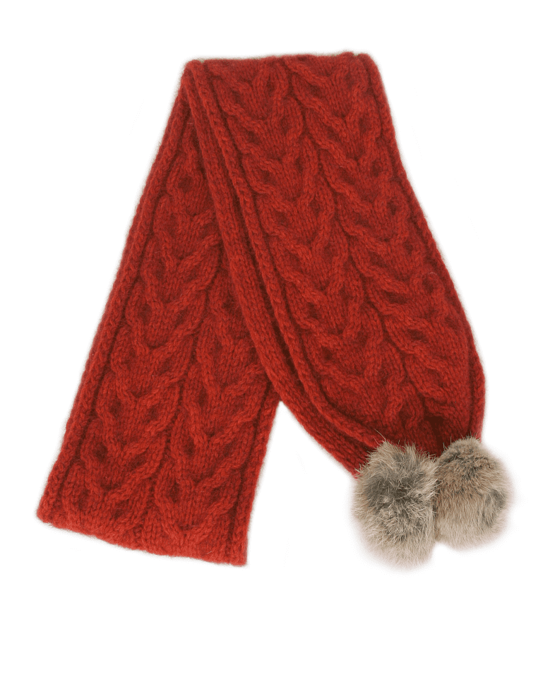 Possum Merino Scarf with Pompom - Lothlorian Knitwear