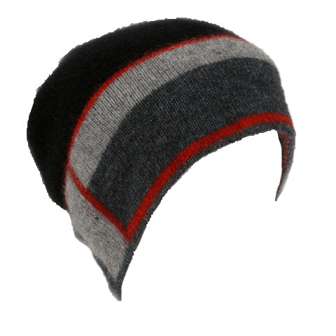 Possum Merino Accent Stripe Beanie - Lothlorian Knitwear