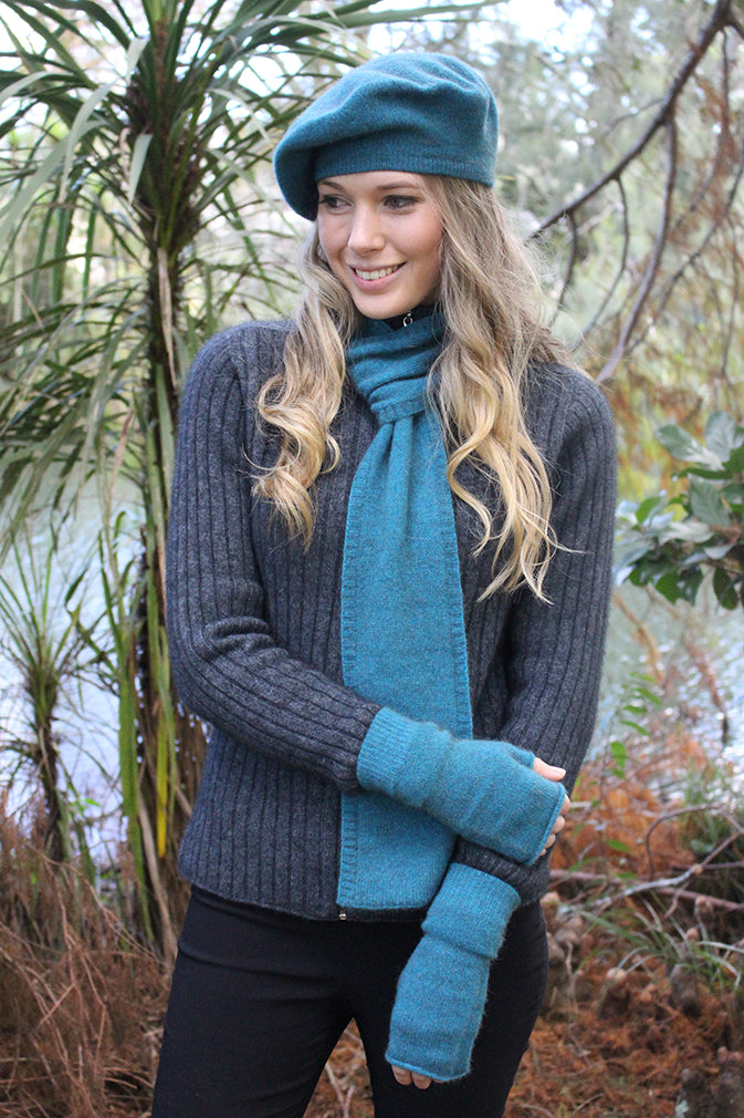 Double Thickness Possum Merino Loop Scarf Teal - Main Image