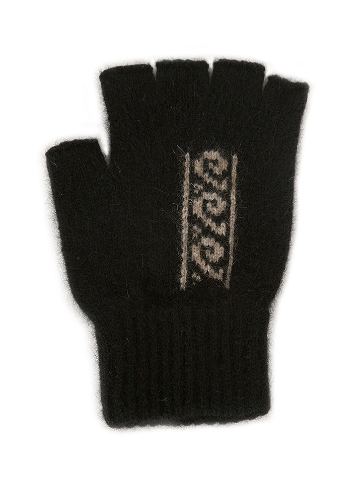 Fingerless Koru Motif Possum Merino Glove