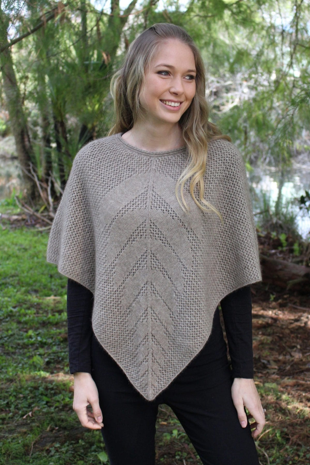 Lace Stitch Possum Merino Poncho