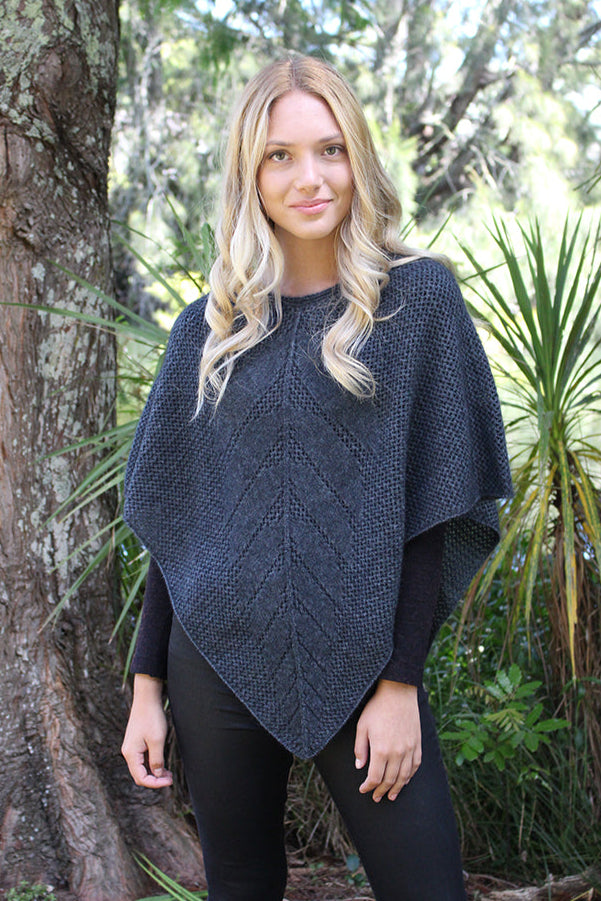 Lace Stitch Possum Merino Poncho