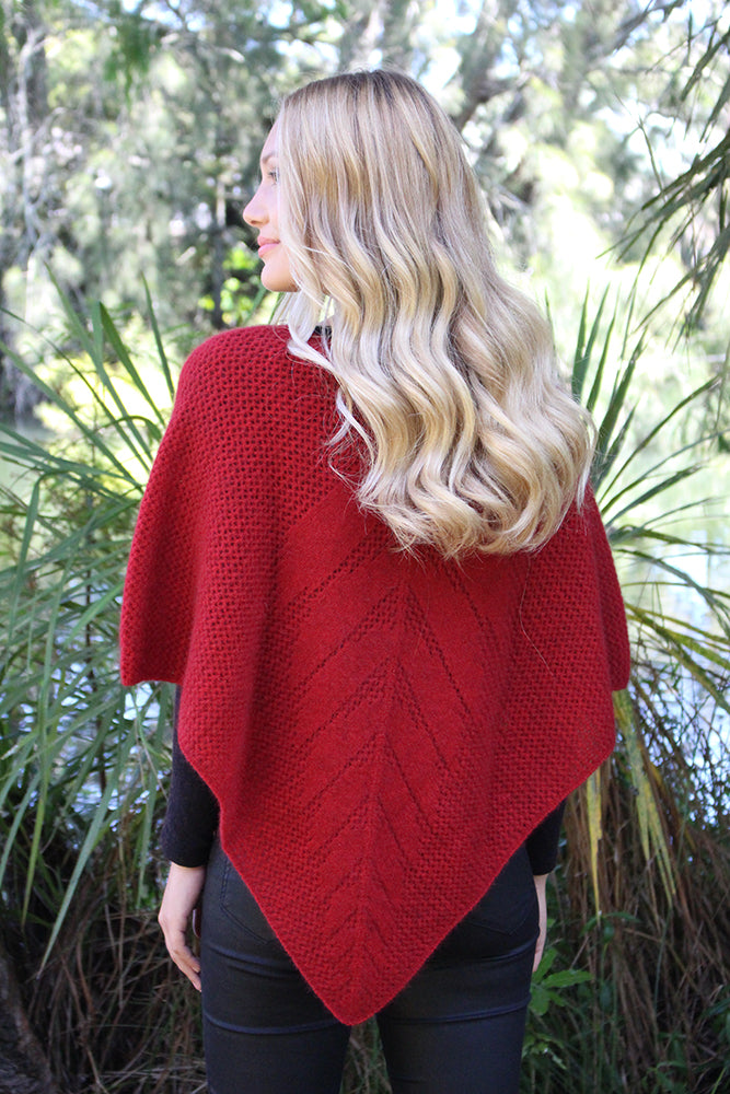 Lace Stitch Possum Merino Poncho