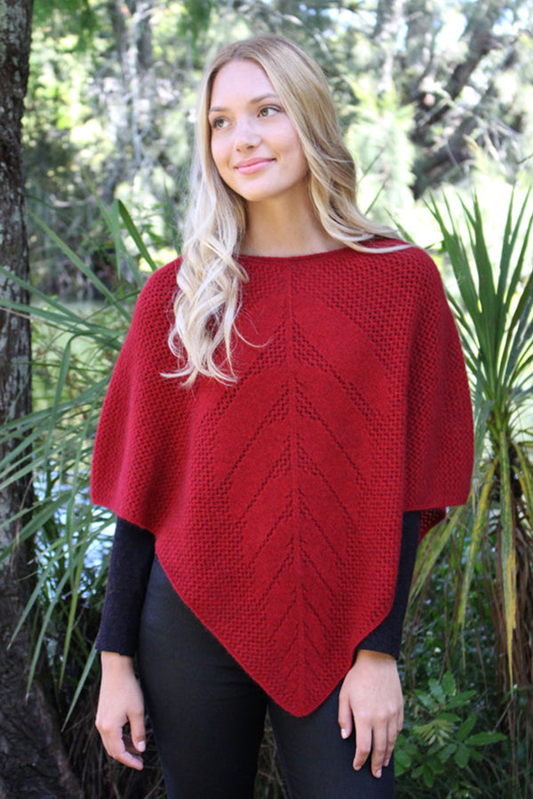 Lace Stitch Possum Merino Poncho