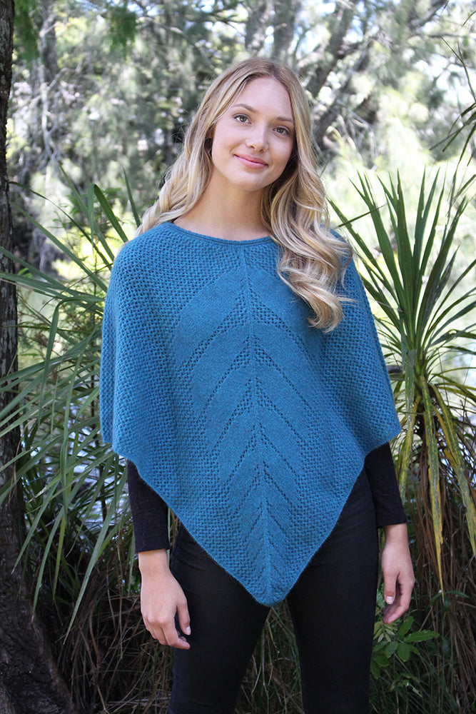 Lace Stitch Possum Merino Poncho Secondary image