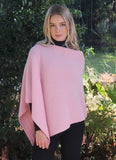 Asymmetrical Alpaca Wool Poncho-Rose