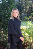Asymmetrical Alpaca Wool Poncho-Slate