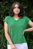 Evie Merino & Cotton Textured Vest - Kelly Green