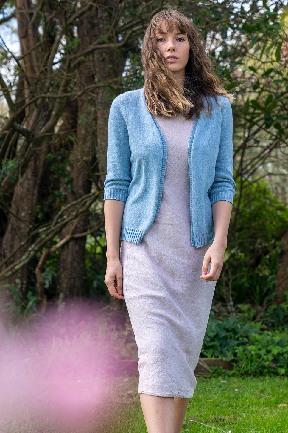 Flo Merino & Cotton Cardigan - Sky