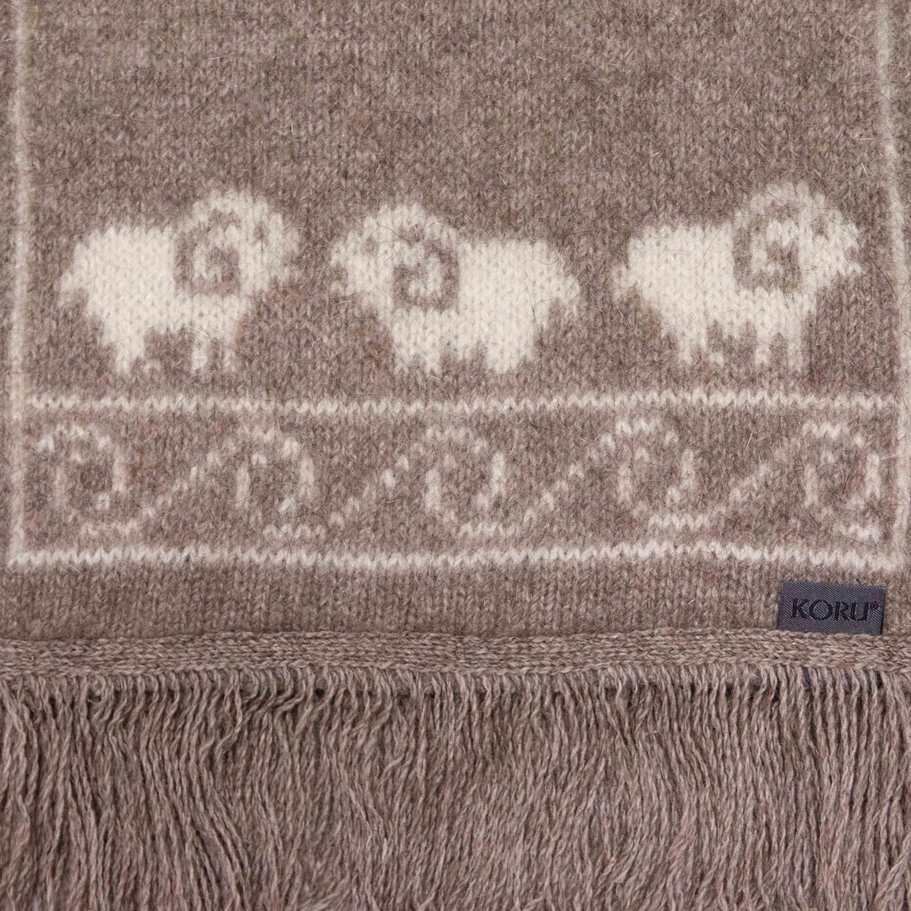 Sheep Motif Possum Merino Scarf